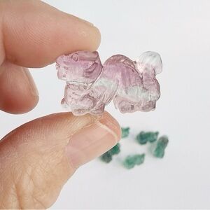 Tiny hand carved fluorite dragons